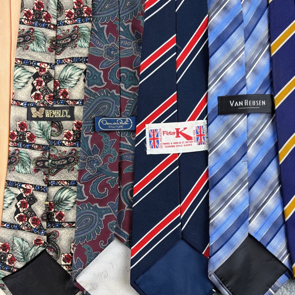 Mens Designer Vintage Necktie Lot 10pc Oscar de la Renta Van Heusen Wembley MMA View 5